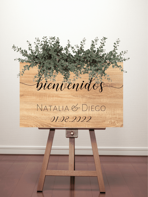 Carteles de madera cover bienvenida simple