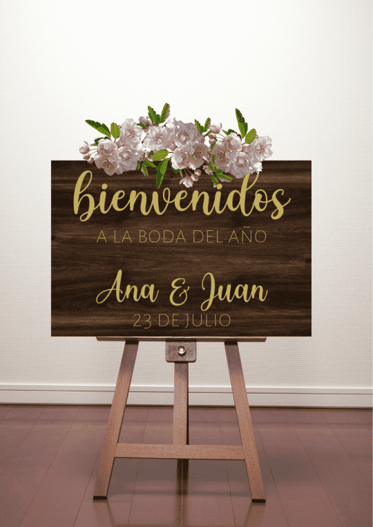 Carteles de madera cover-boda del año