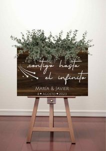Cartel de Bienvenida - Madera - Contigo hasta el infinito