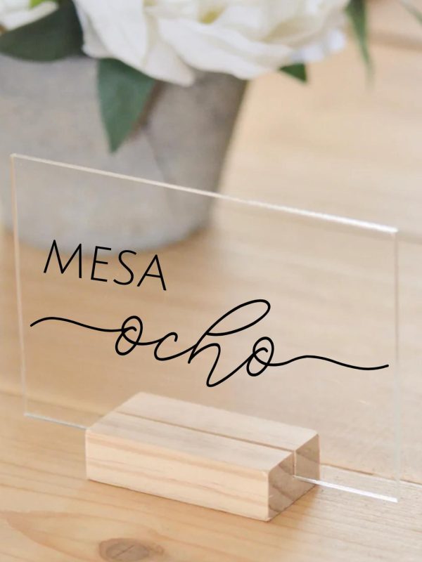 Meseros de metacrilato personalizados para boda – Números o nombres de mesa