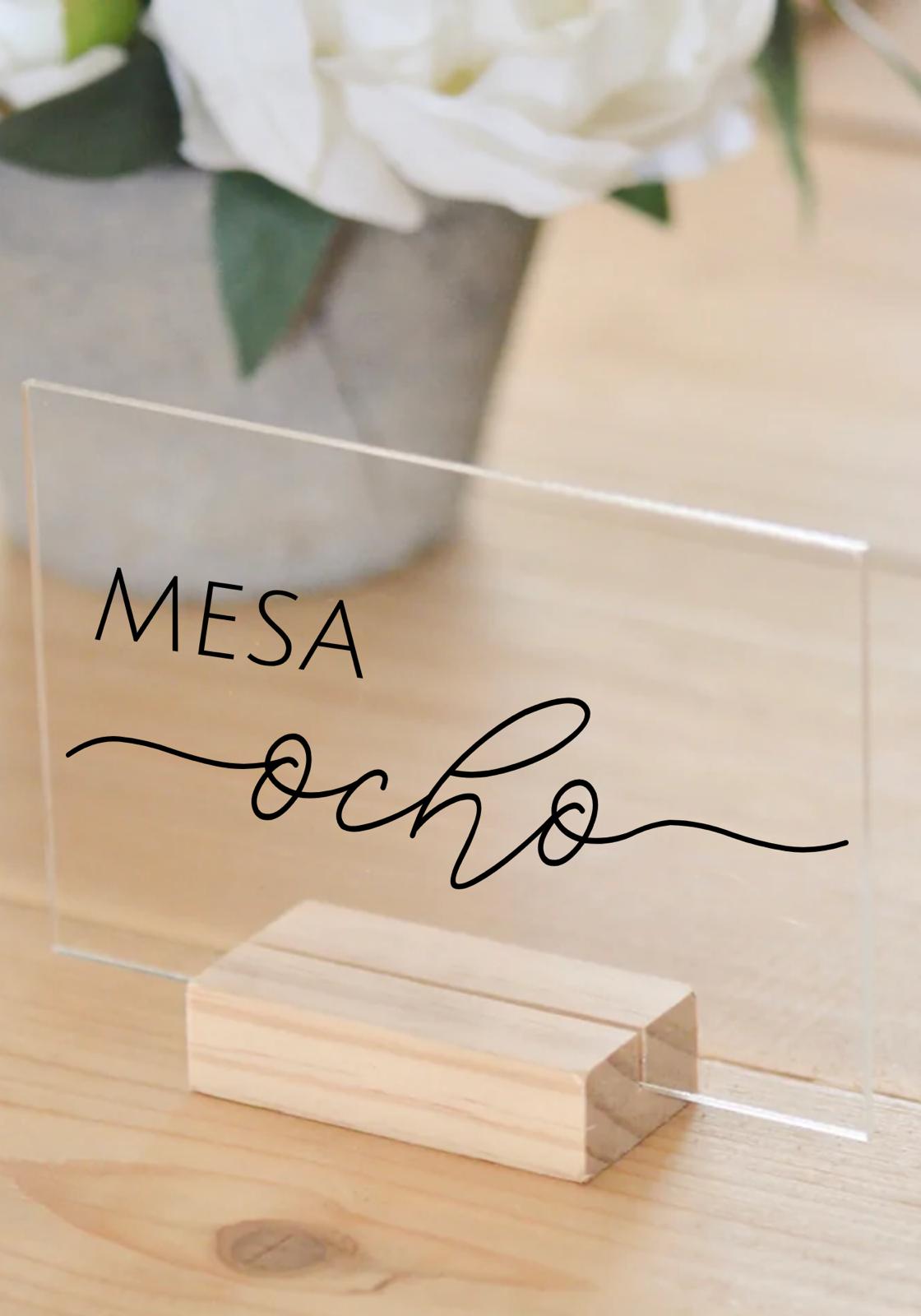 Meseros de metacrilato personalizados para boda – Números o nombres de mesa